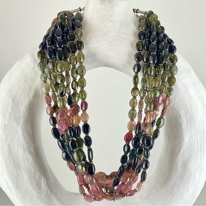 New Multi-Strand Tourmaline Sterling Silver Necklace